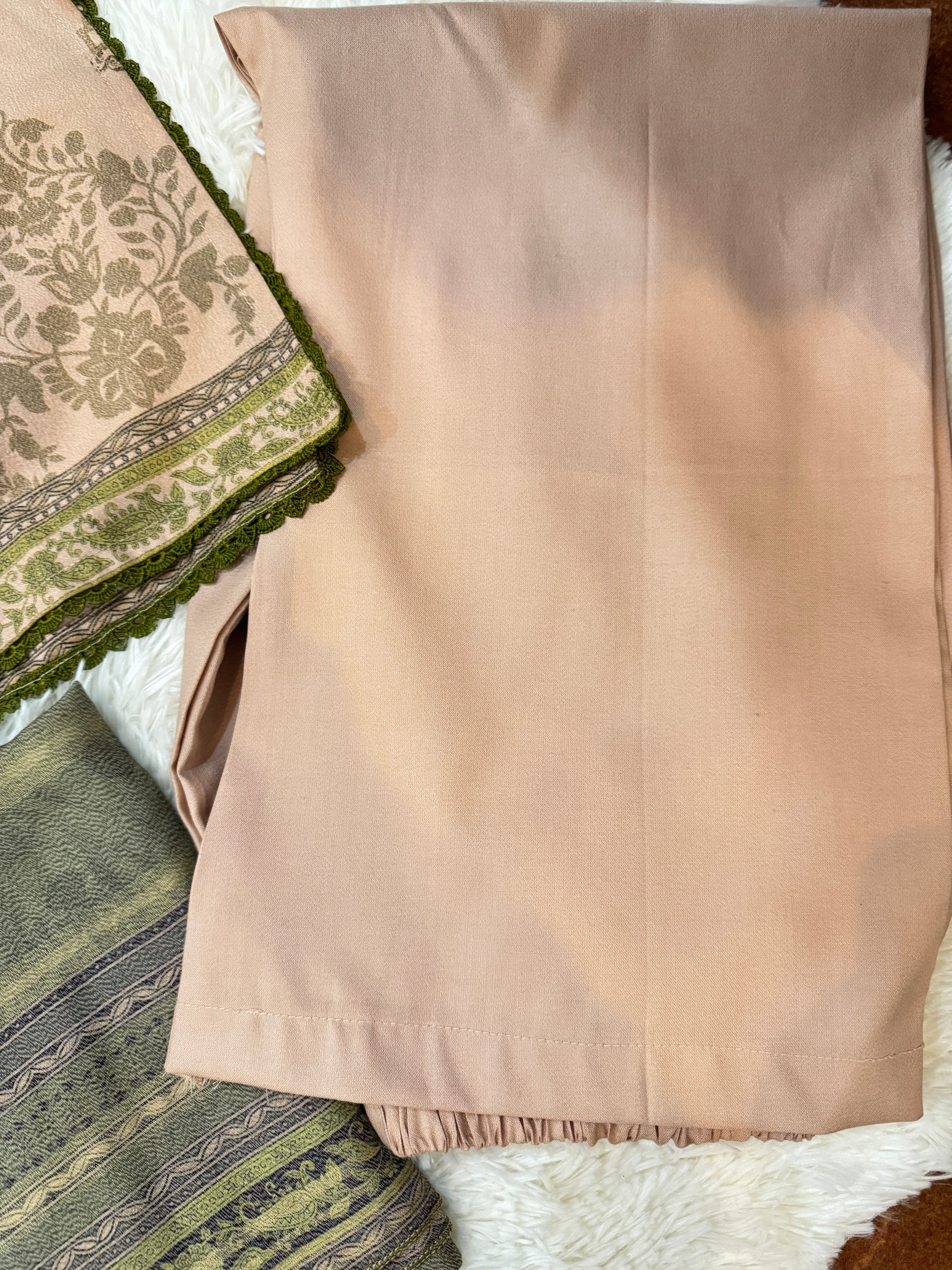 3-Piece Dhanak-Khwabo k sabz rang