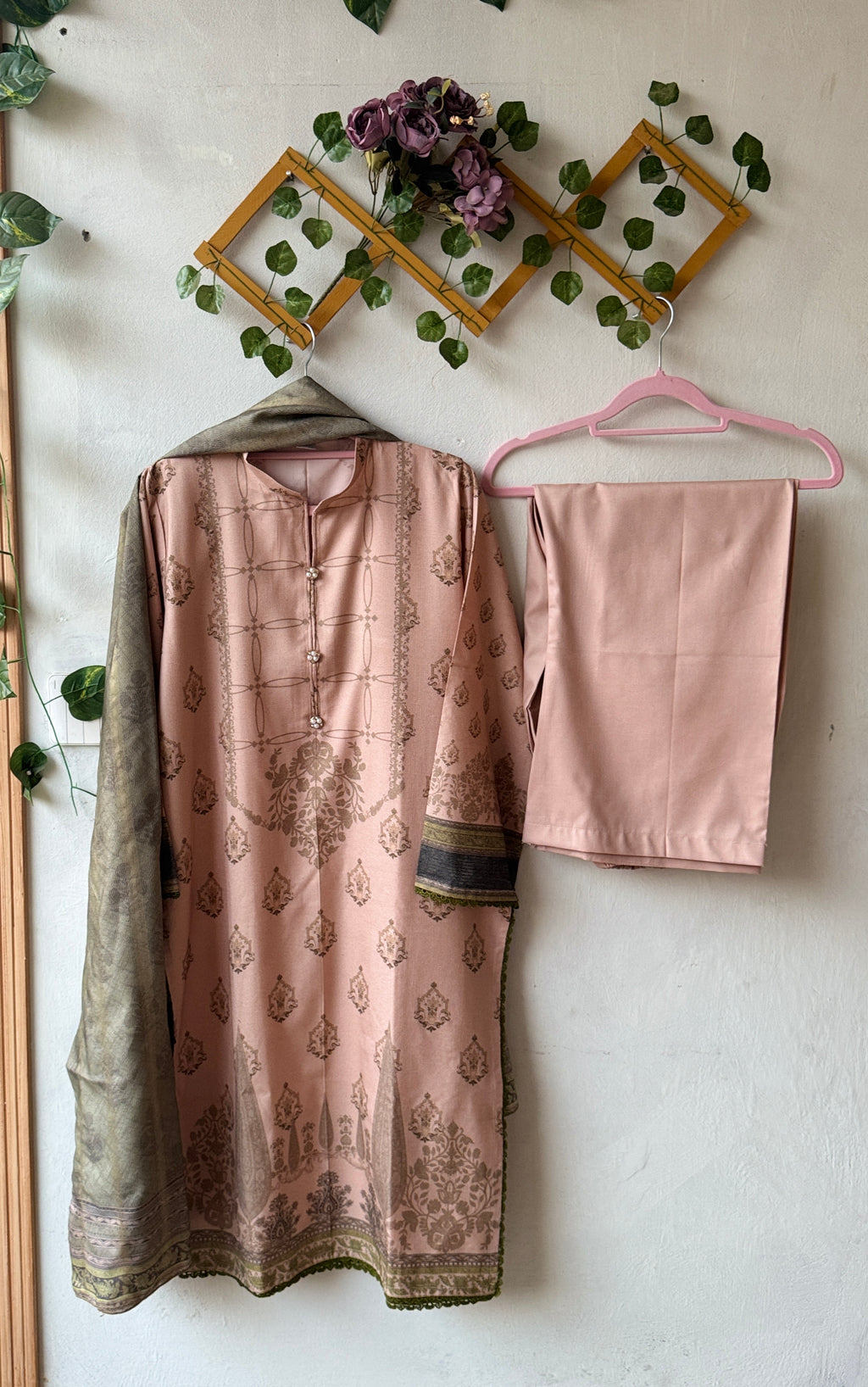 3-Piece Dhanak-Khwabo k sabz rang