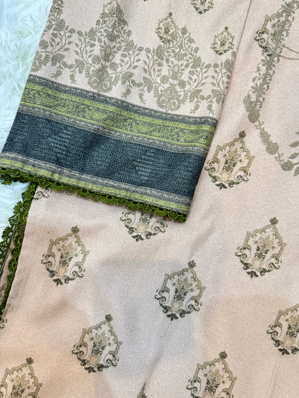 3-Piece Dhanak-Khwabo k sabz rang