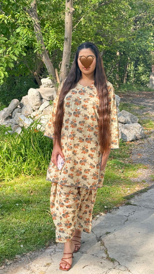 2-Piece stitched lawn co-ord set
