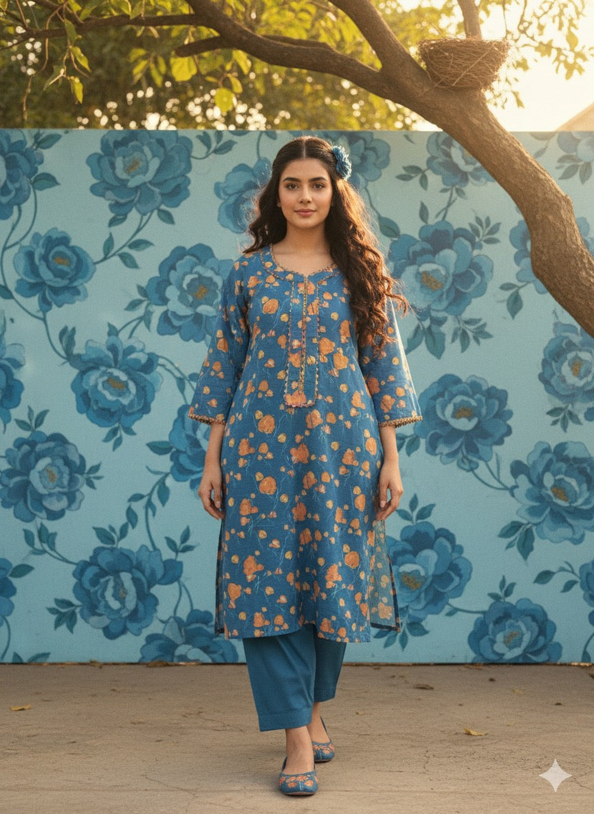 2 Piece stitched Lawn suit.