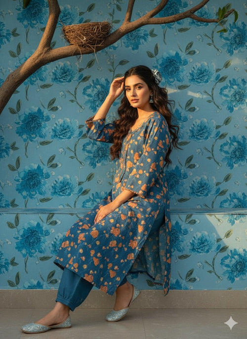2 Piece stitched Lawn suit.