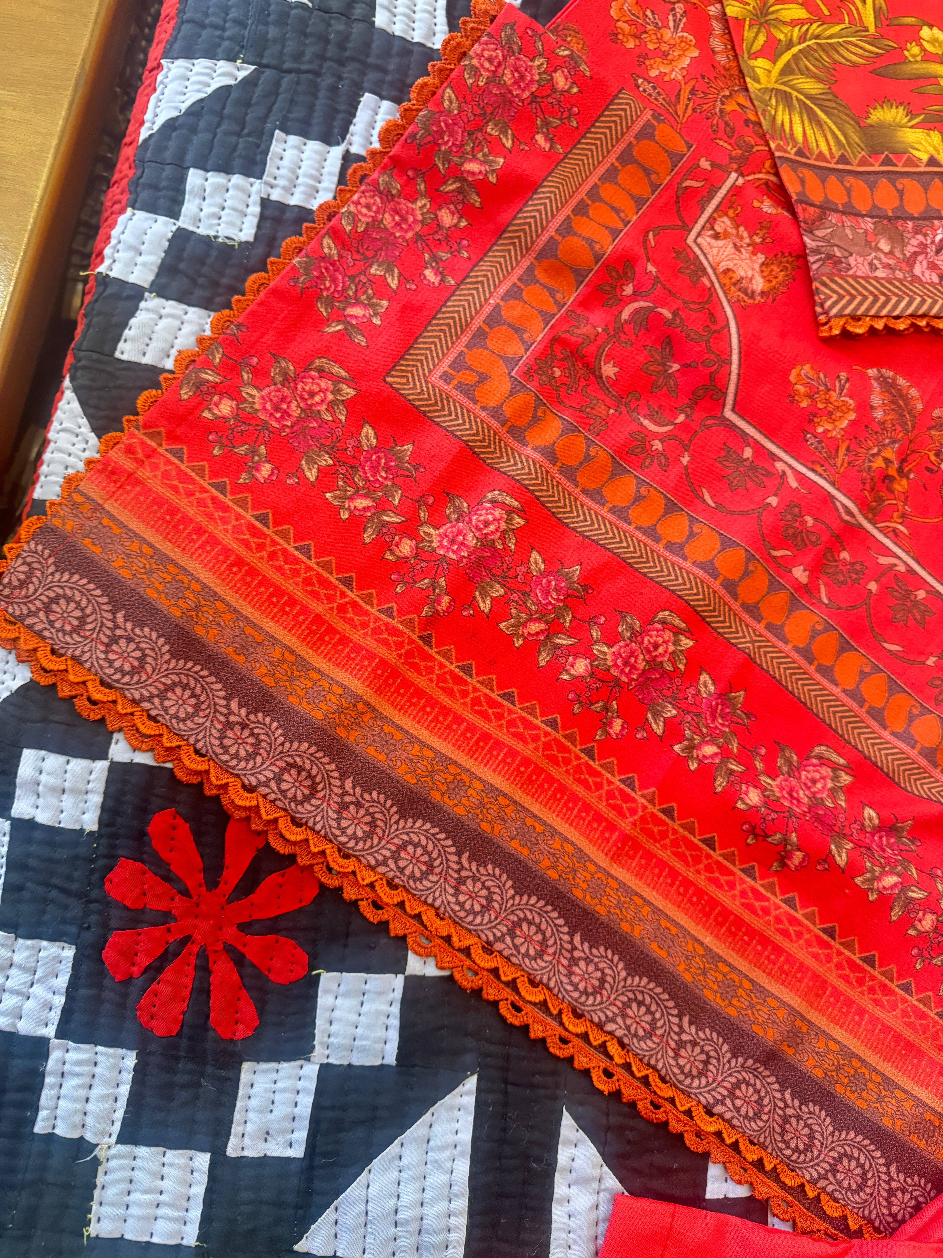 3-Piece Dhanak-Lal Gulab